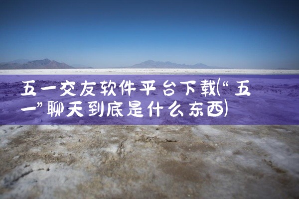 五一交友软件平台下载