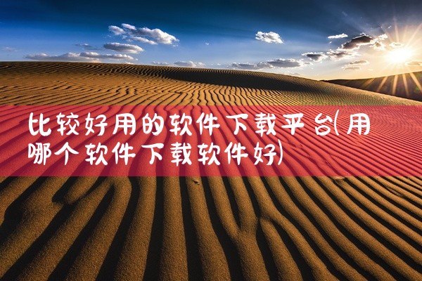 比较好用的软件下载平台